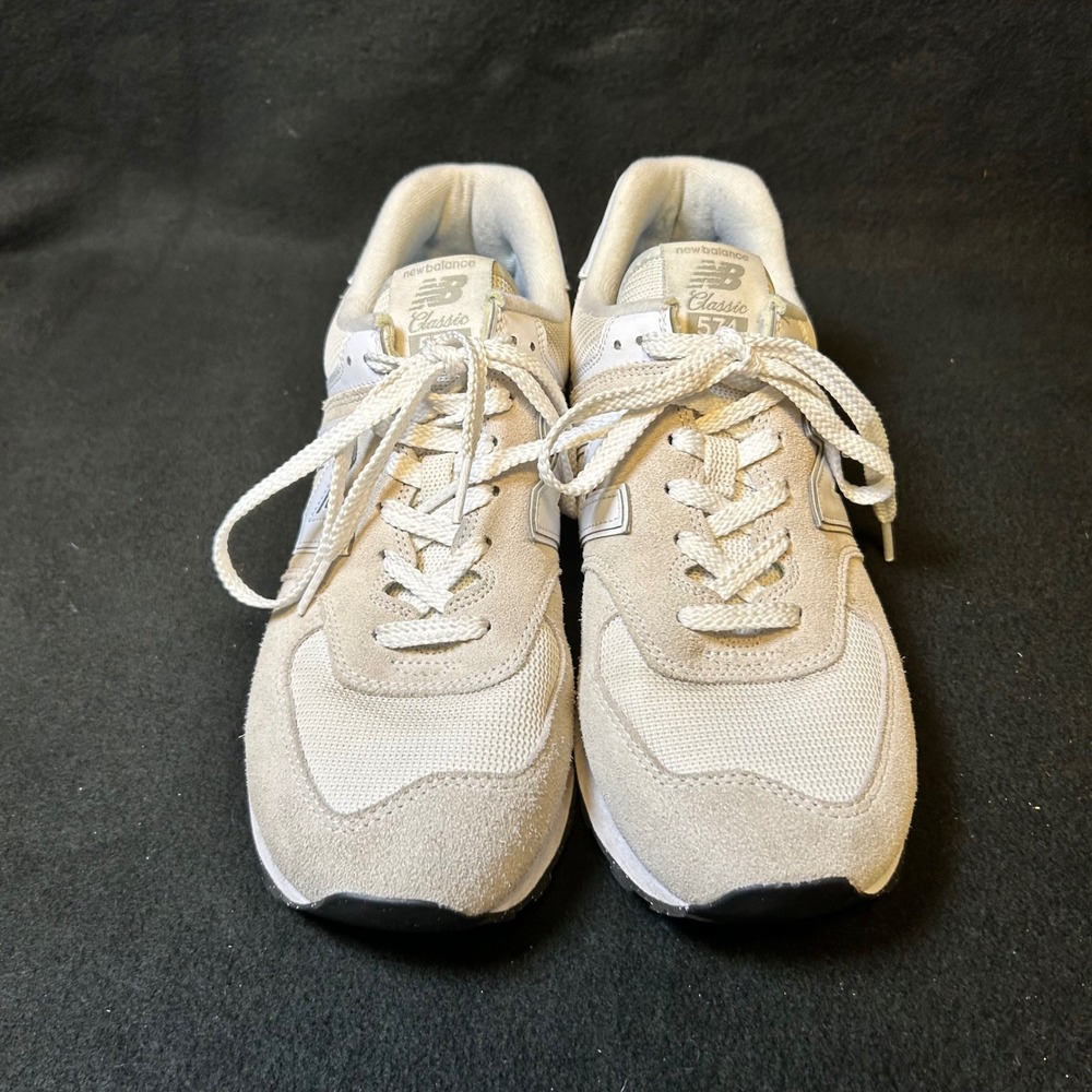 New Balance 574 Classic Sneakers Women 11 Off White Grey Suede Mesh WL574EVW
